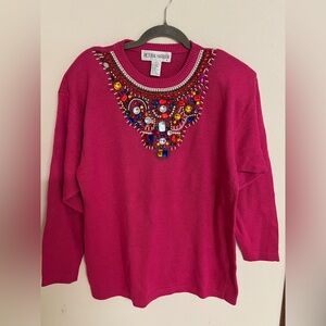 Victoria Harbour Pink Embellished Women's Sweater